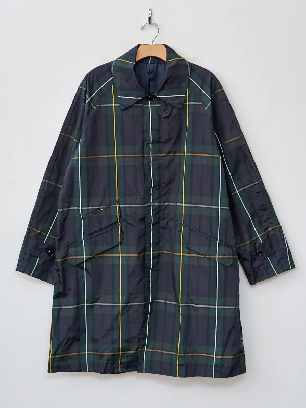 Tartan Plaid Fly Front Raglan Sleeve Coat - Navy sold by Namu Shop