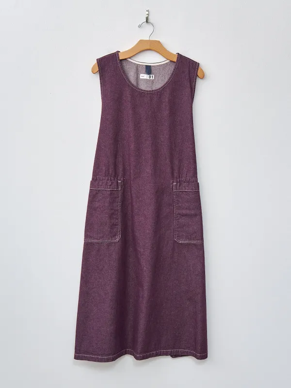 Bio Wash Color Denim Foldable Apron Dress - Purple sold by Namu Shop
