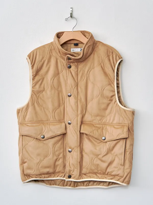 Vegan Nubuck Quilted High Neck Vest - Khaki sold by Namu Shop