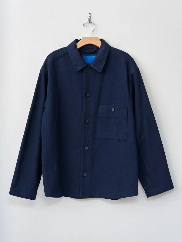 Indigo Wool Cotton French Shirting Jacket - Navy sold by Namu Shop