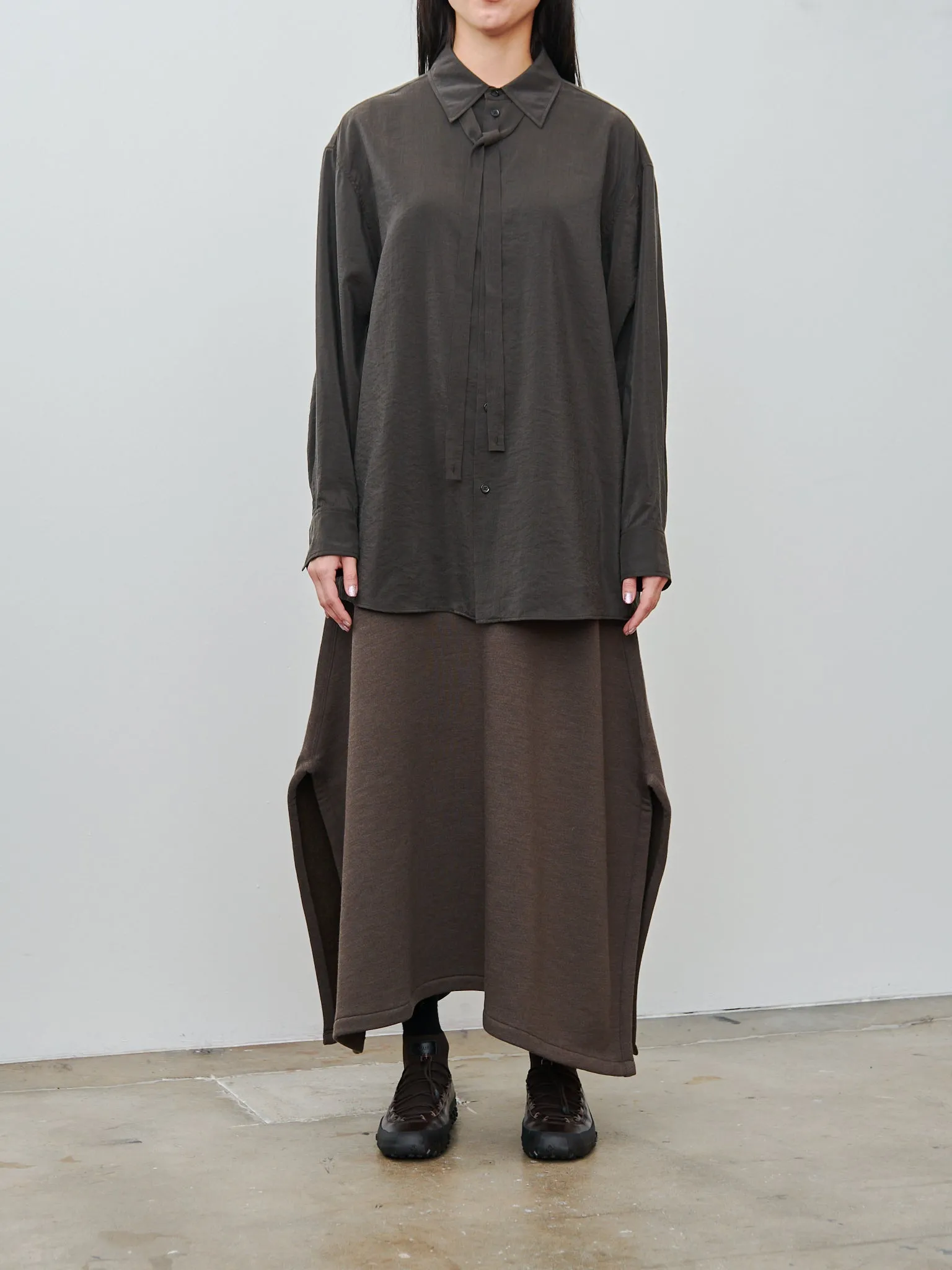 Long Shirt with Tie - Dark Espresso sold by Namu Shop product image thumbnail 2