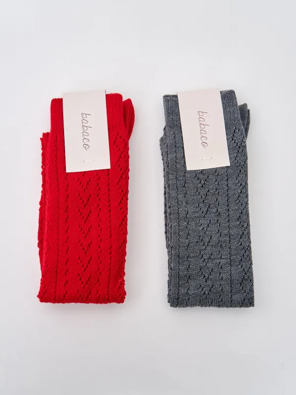Lacy Knee High Socks - Charcoal, Red sold by Namu Shop