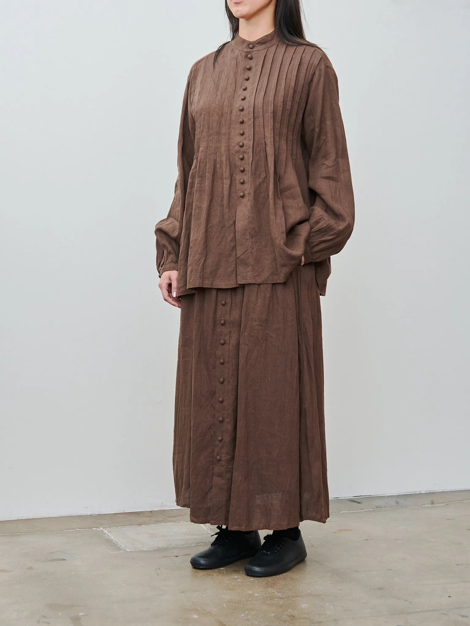 French Linen Skirt - Brown sold by Namu Shop product image thumbnail 4