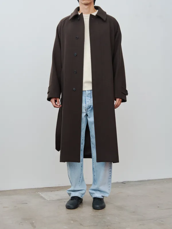 Super 140's Wool Melton Coat - Brown sold by Namu Shop