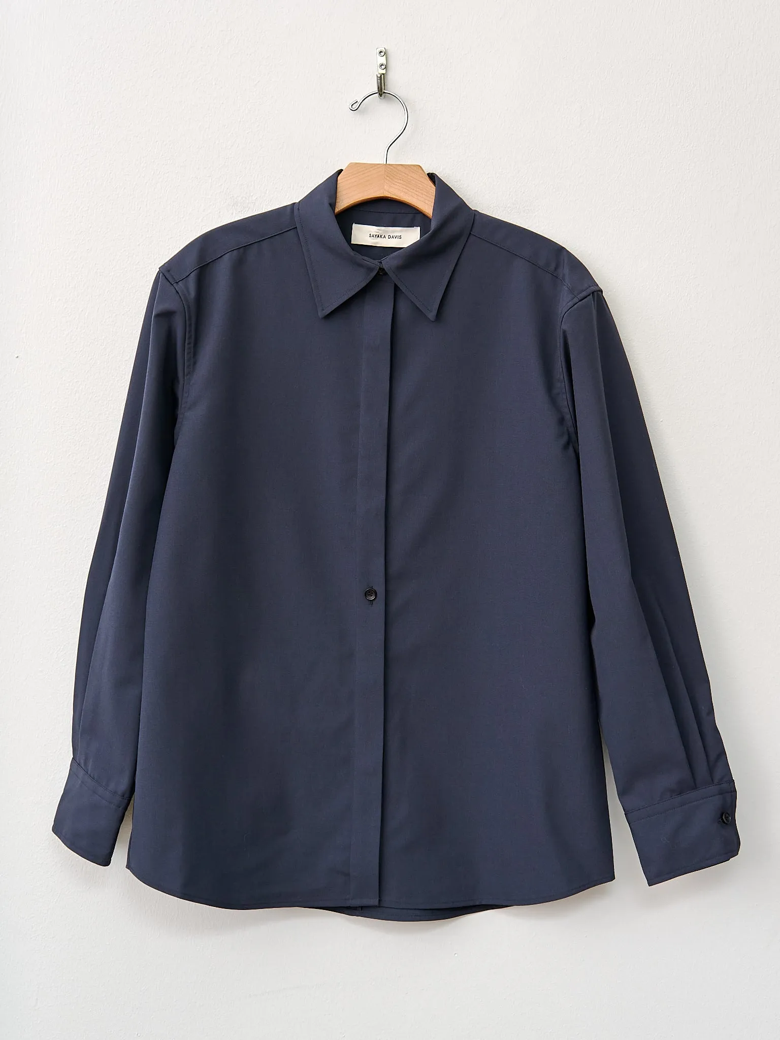 Slim Wool Shirt - Navy sold by Namu Shop