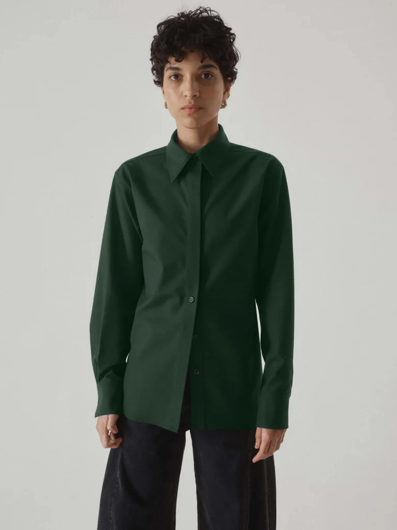 Slim Wool Shirt - Navy sold by Namu Shop product image thumbnail 4