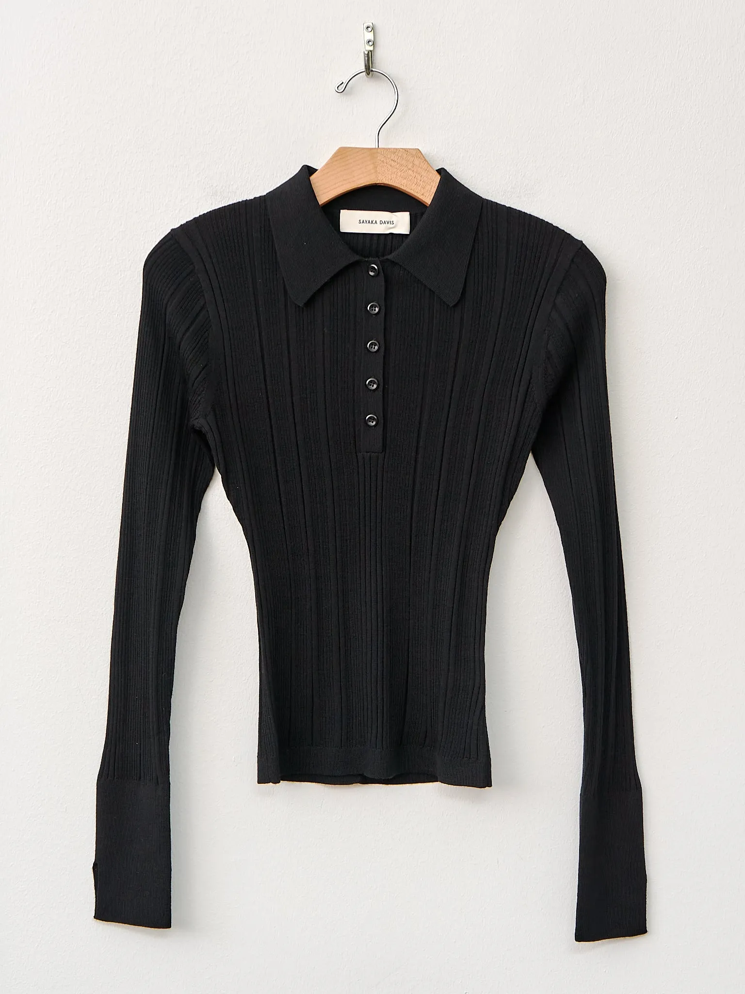 Ribbed Knit Polo - Black sold by Namu Shop