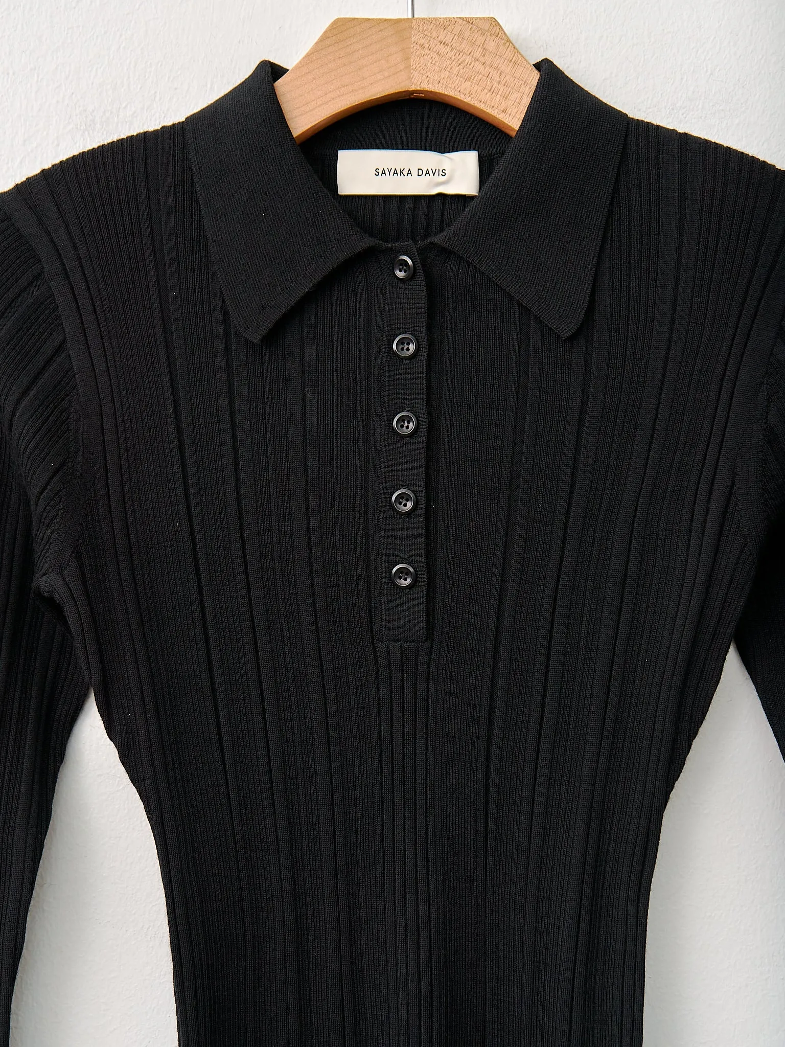 Ribbed Knit Polo - Black sold by Namu Shop product image thumbnail 5