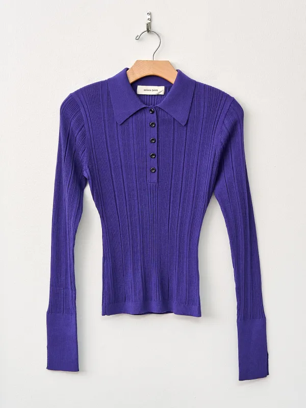 Ribbed Knit Polo - Grape sold by Namu Shop