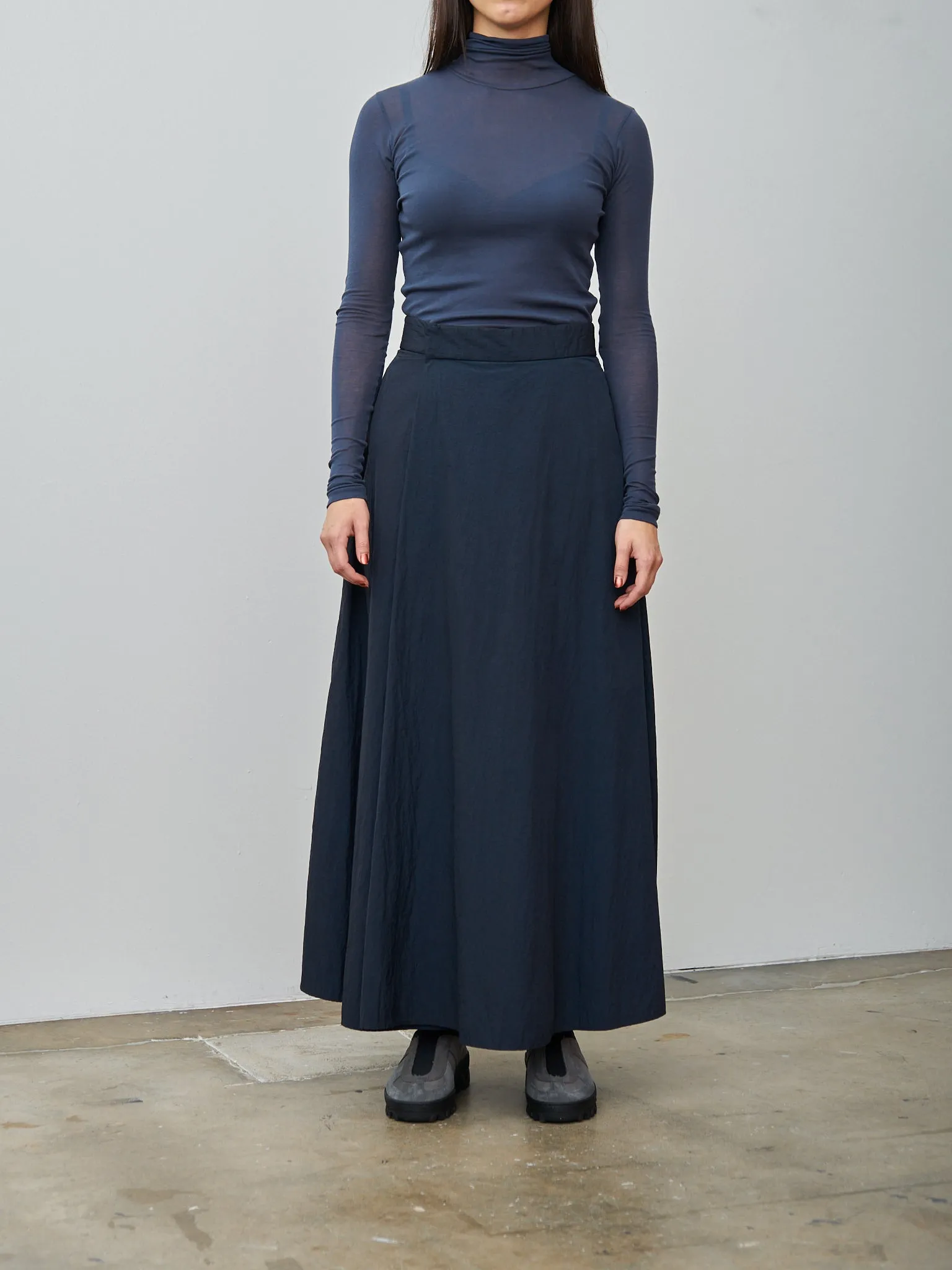 Hand Dyed Nylon Flared Skirt - Navy sold by Namu Shop product image thumbnail 3