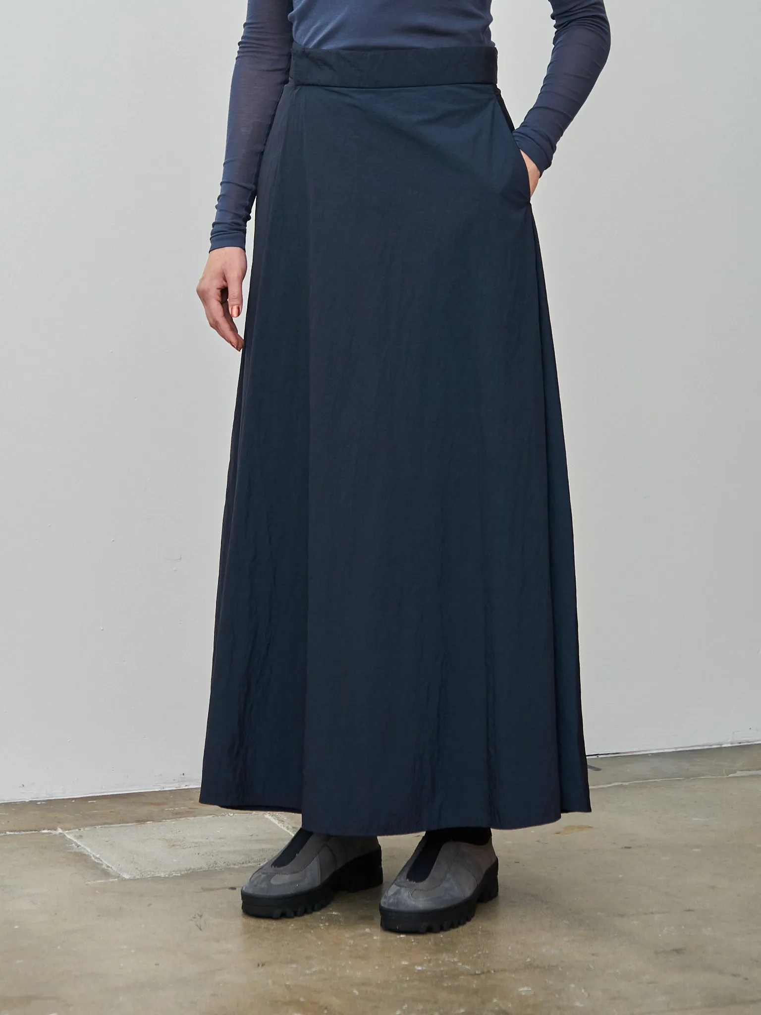 Hand Dyed Nylon Flared Skirt - Navy sold by Namu Shop product image thumbnail 2