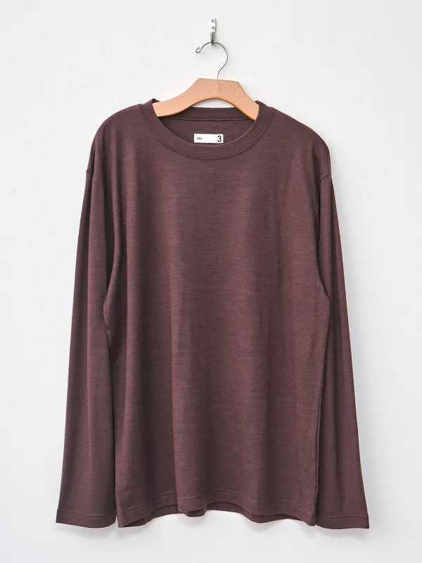 Washable Milled Wool Jersey Crewneck Top - Brown sold by Namu Shop