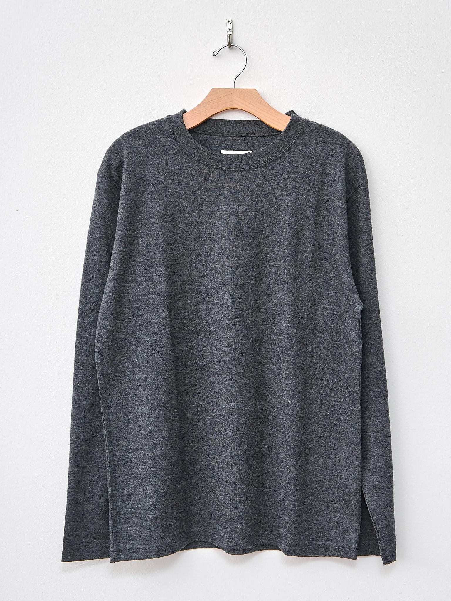 Washable Milled Wool Jersey Crewneck Top - Charcoal sold by Namu Shop