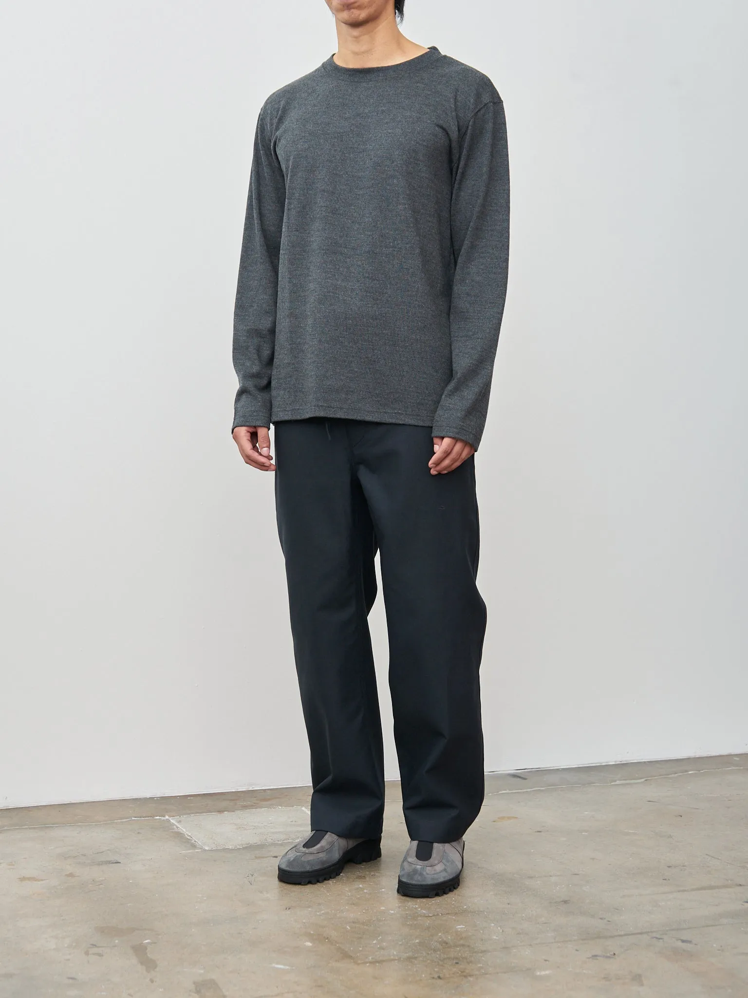 Washable Milled Wool Jersey Crewneck Top - Charcoal sold by Namu Shop product image thumbnail 2