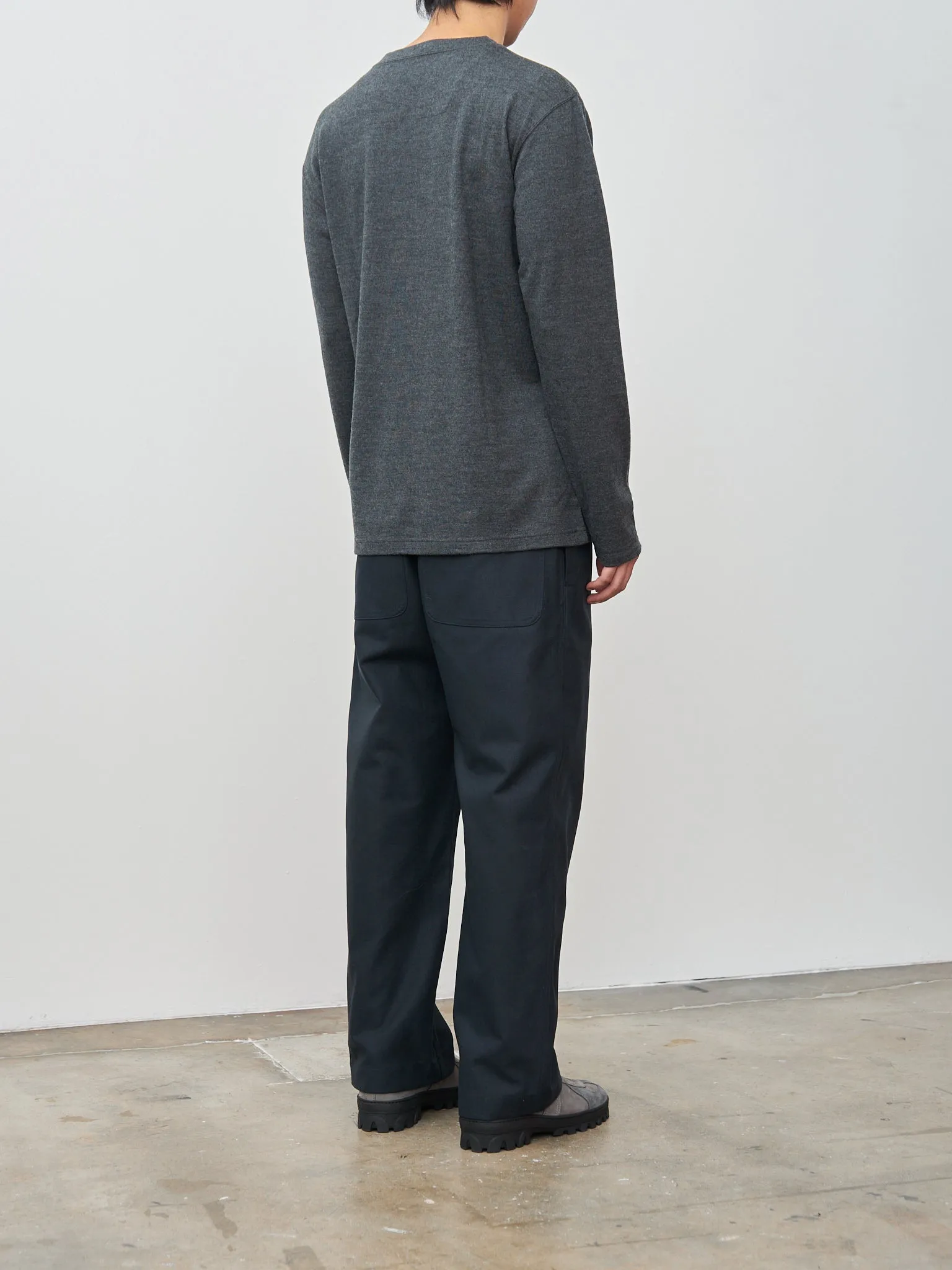 Washable Milled Wool Jersey Crewneck Top - Charcoal sold by Namu Shop product image thumbnail 3