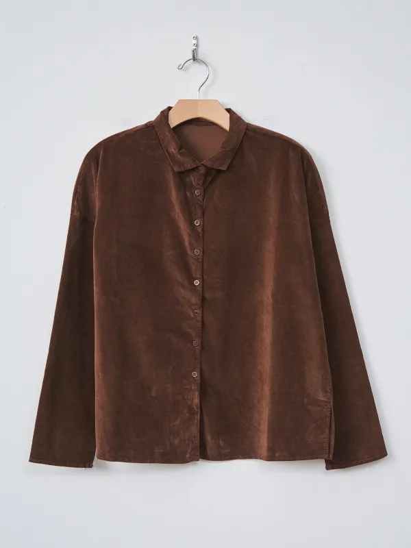 Velvet Short Collar Shirt - Coffee sold by Namu Shop