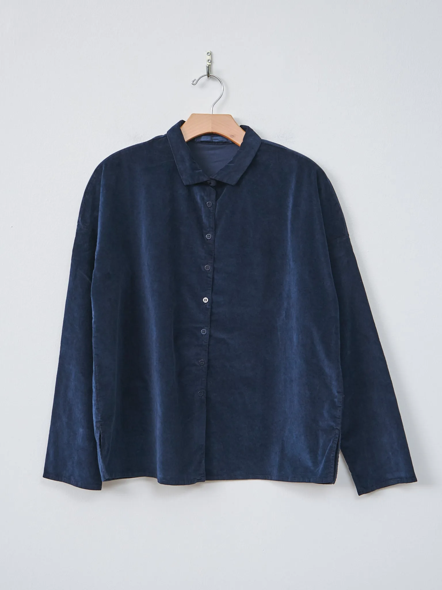 Velvet Short Collar Shirt - Ink sold by Namu Shop