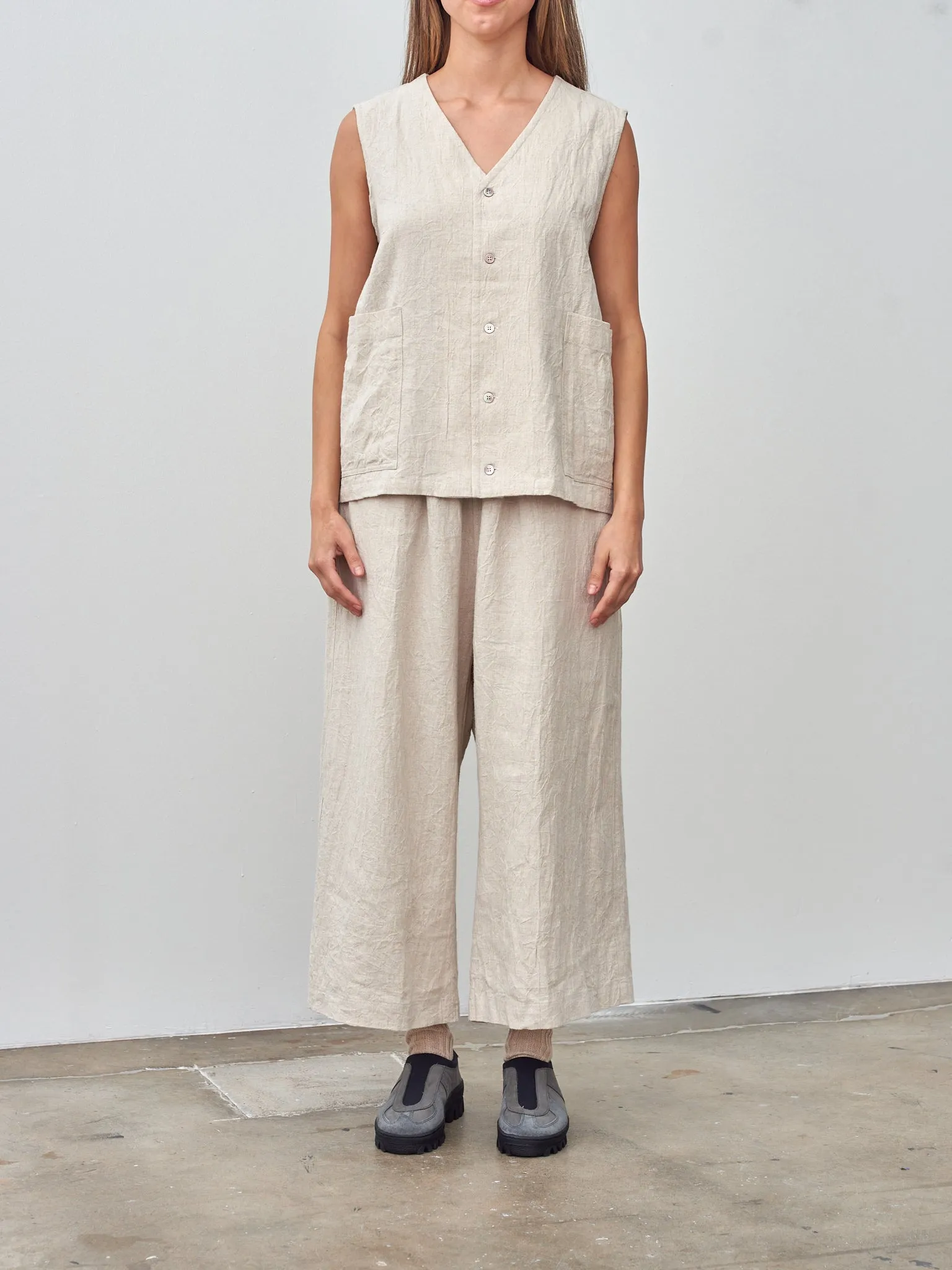 Linen Vintage Vest - Natural sold by Namu Shop product image thumbnail 2