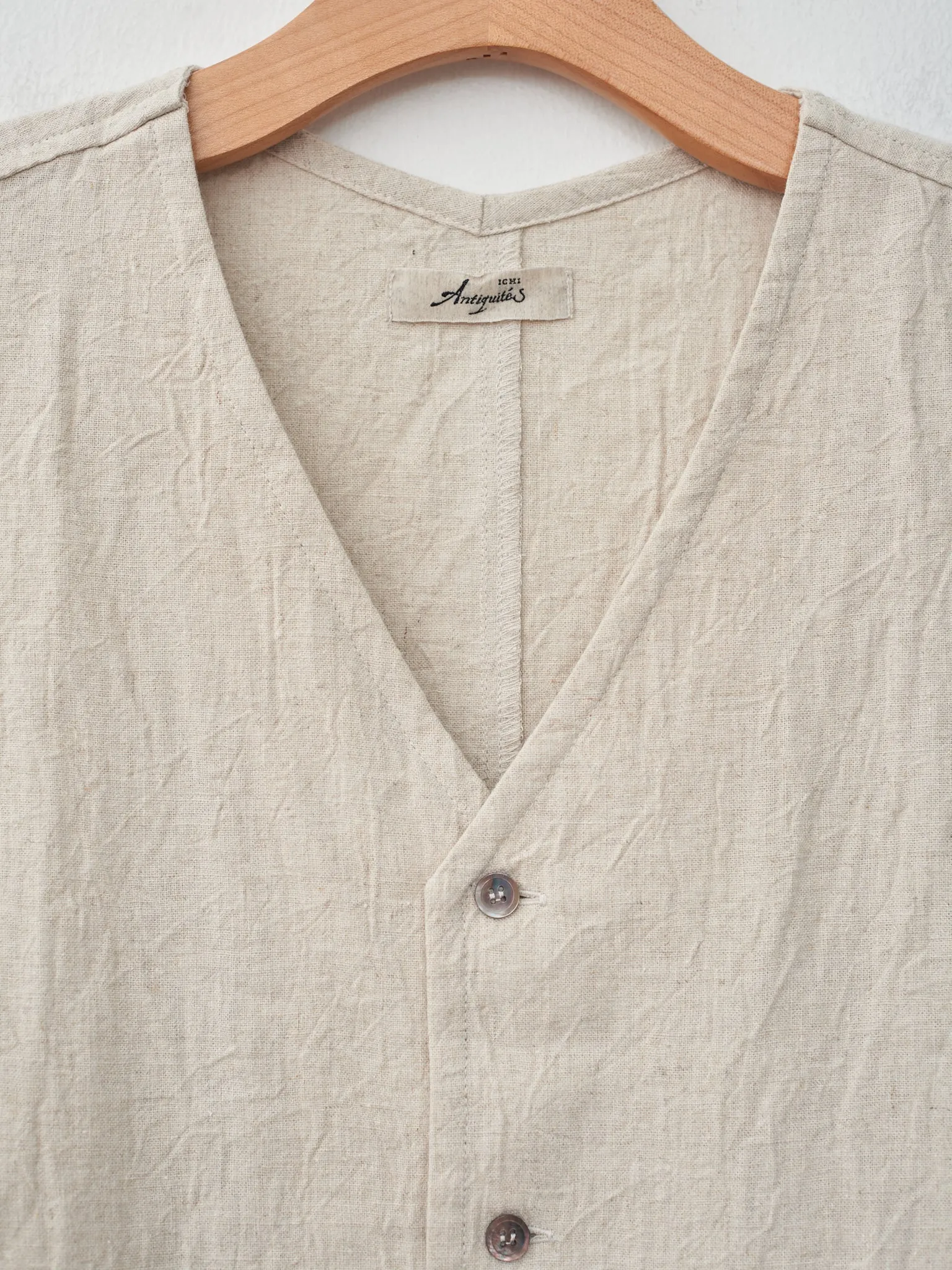 Linen Vintage Vest - Natural sold by Namu Shop product image thumbnail 4