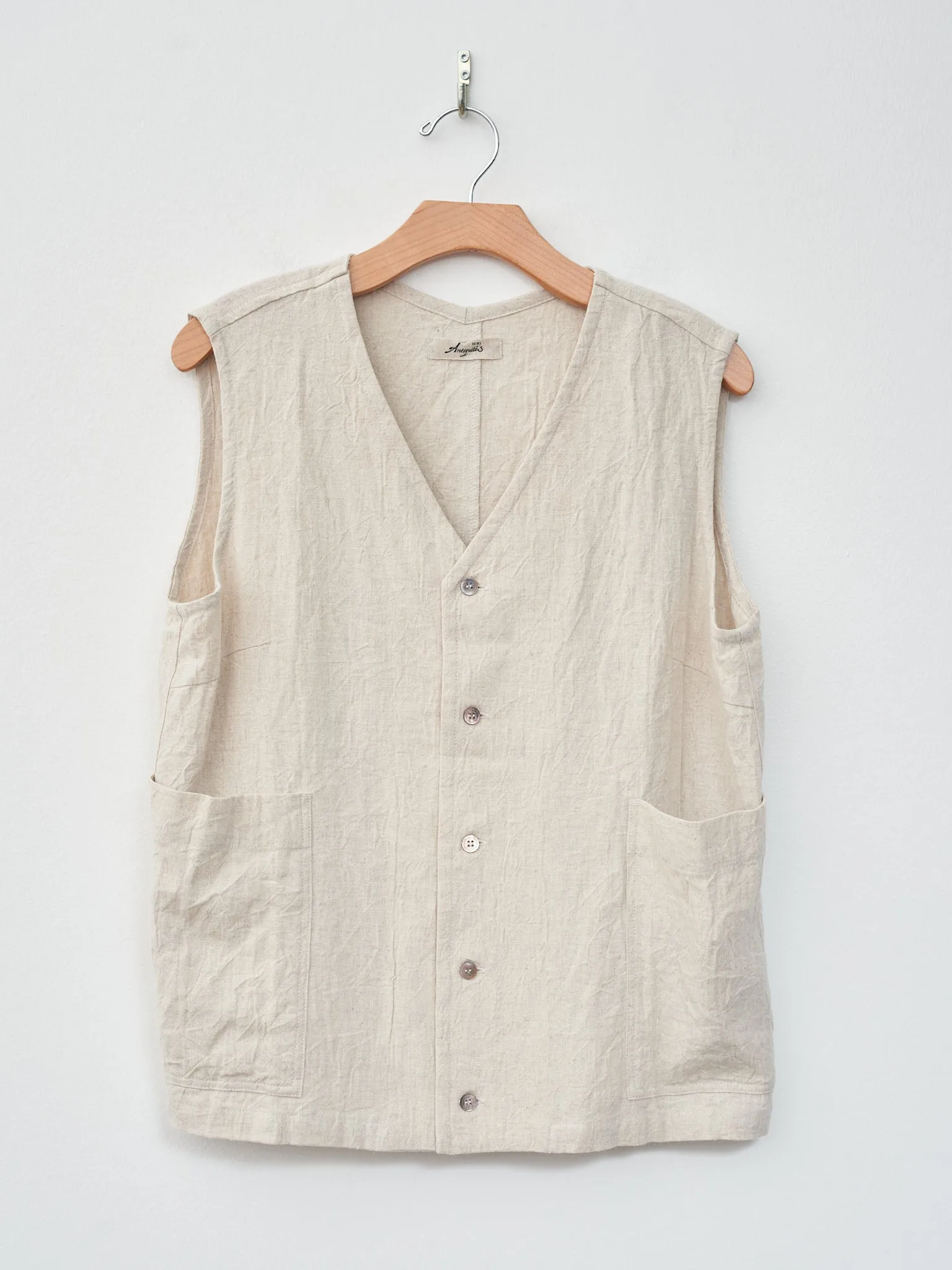 Linen Vintage Vest - Natural sold by Namu Shop