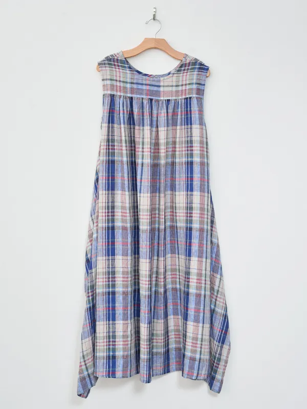 Linen Check Dress - Navy sold by Namu Shop