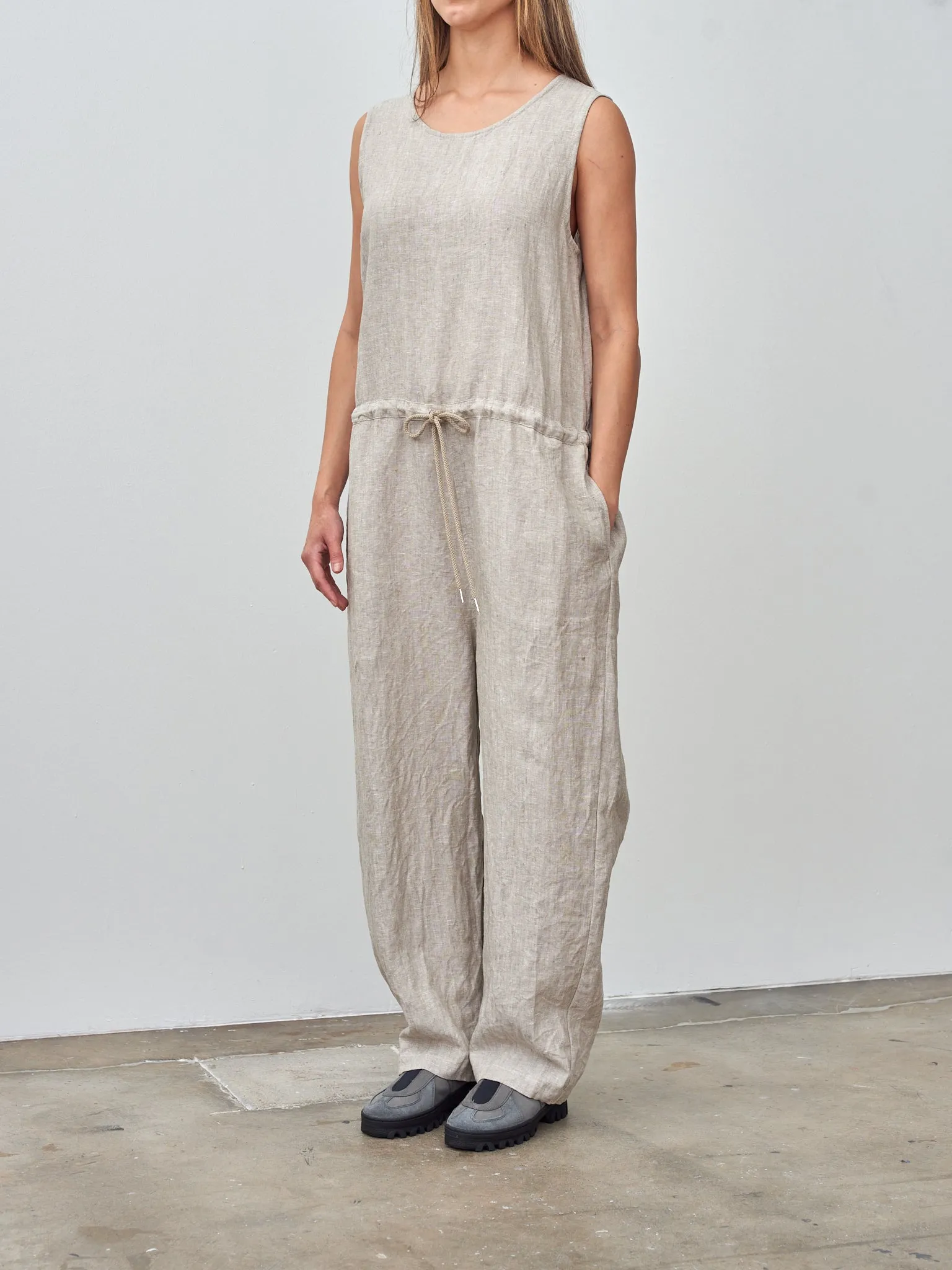 Linen Canvas Sleeveless Jumpsuit - Natural sold by Namu Shop product image thumbnail 3