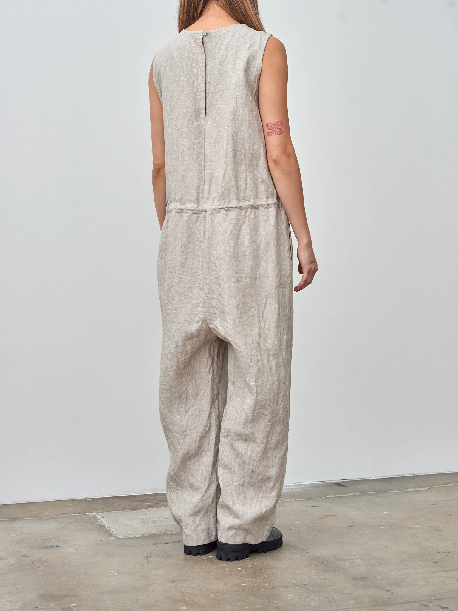 Linen Canvas Sleeveless Jumpsuit - Natural sold by Namu Shop product image thumbnail 2