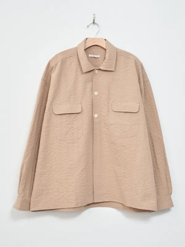 Park Shirt Jacket - Tan Puckered Cotton sold by Namu Shop