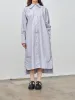 Long Collar Dress - Blue Stripe sold by Namu Shop