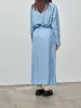 Silk Habotai Maxi Skirt - Sax Blue sold by Namu Shop
