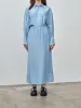 Silk Habotai Maxi Skirt - Sax Blue sold by Namu Shop