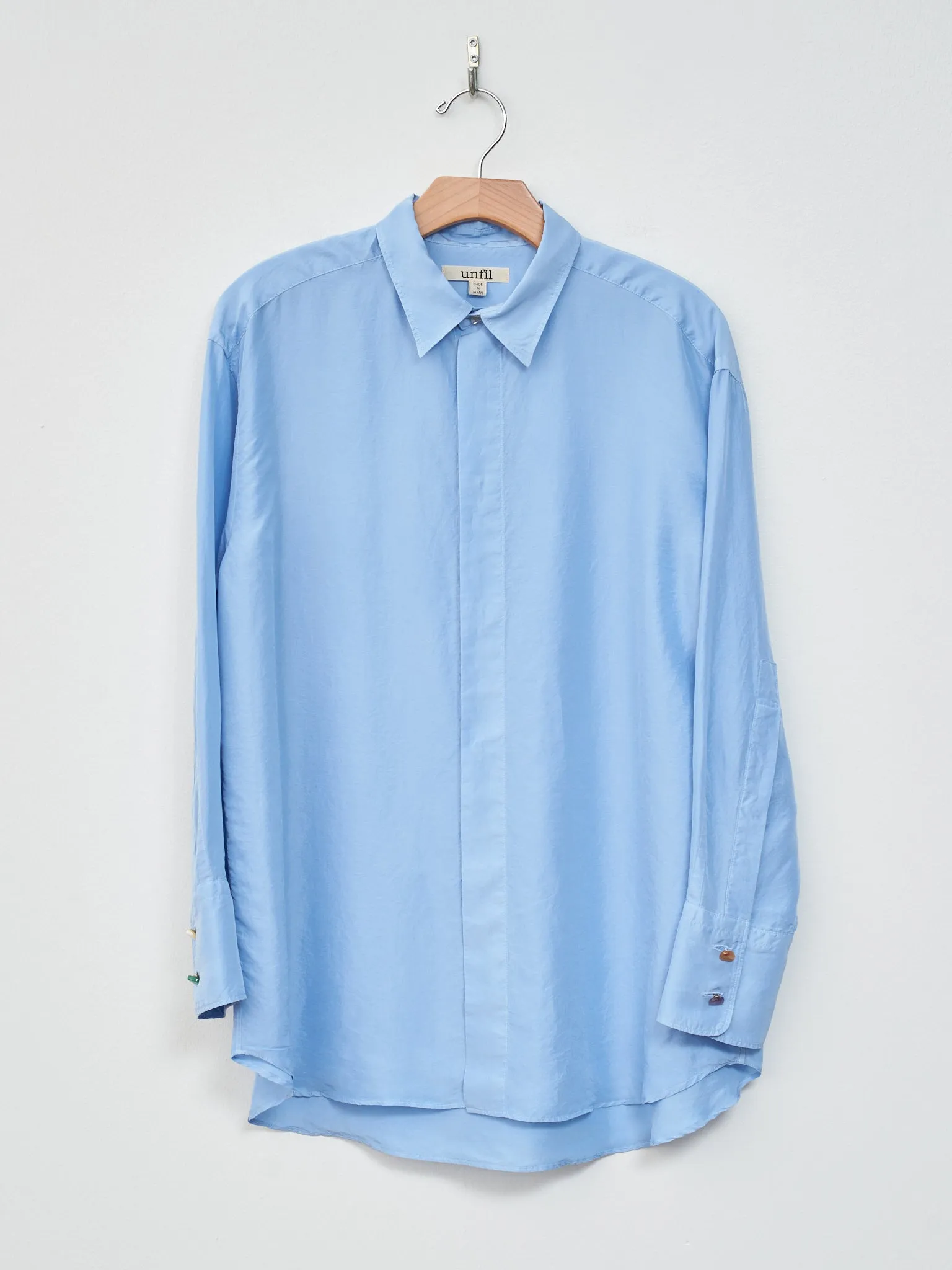 Silk Habotai Oversized Shirt - Sax Blue sold by Namu Shop