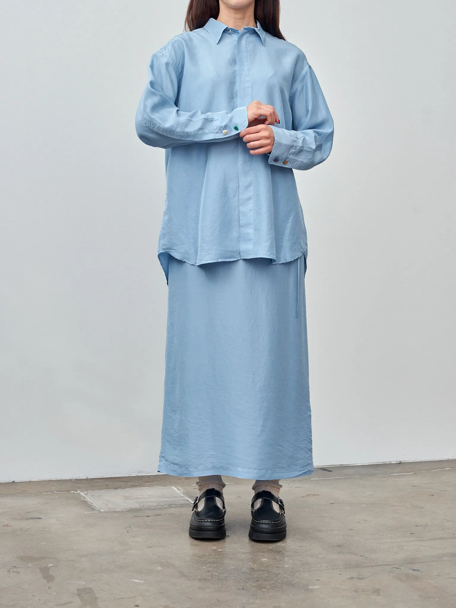 Silk Habotai Oversized Shirt - Sax Blue sold by Namu Shop product image thumbnail 3
