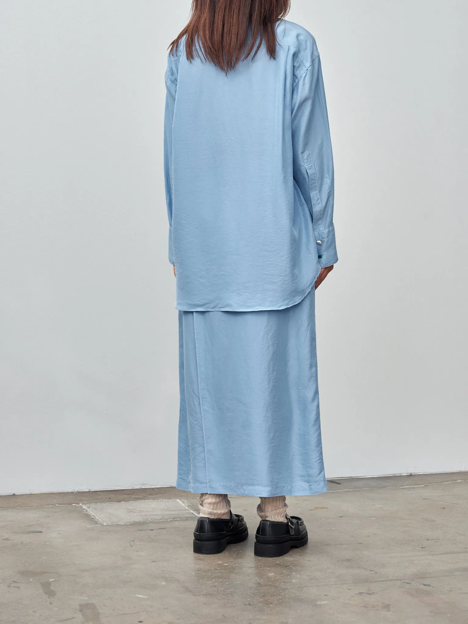 Silk Habotai Oversized Shirt - Sax Blue sold by Namu Shop product image thumbnail 5