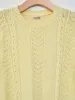 Open Work Cable Knit Sweater - Cream Yellow sold by Namu Shop