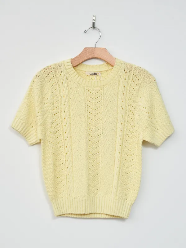Open Work Cable Knit Sweater - Cream Yellow sold by Namu Shop