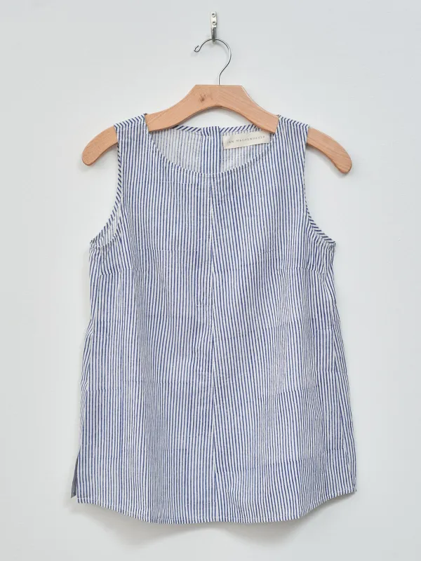 Louise Shirt - Blue Block Print Stripe sold by Namu Shop