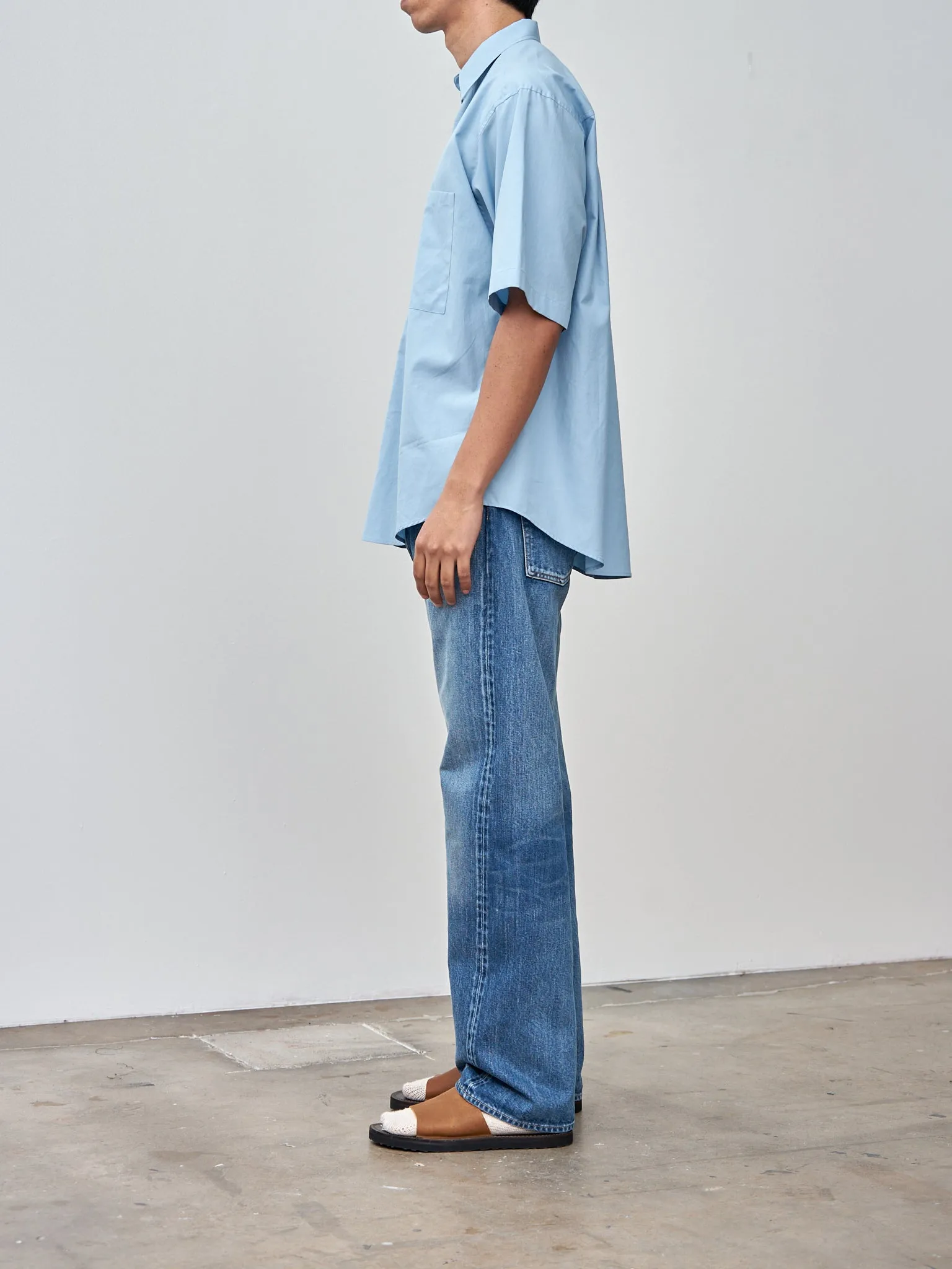 Washed Finx Twill Big Half Sleeved Shirt - Sax Blue sold by Namu Shop product image thumbnail 3