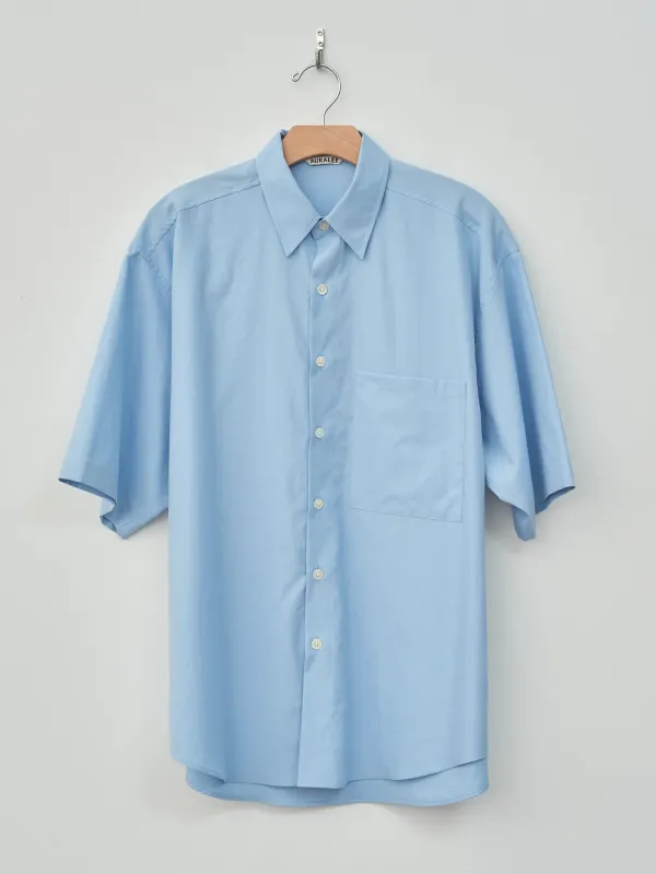 Washed Finx Twill Big Half Sleeved Shirt - Sax Blue made by Auralee