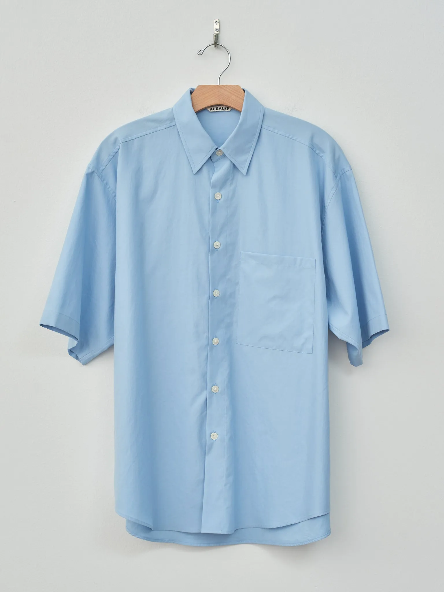 Washed Finx Twill Big Half Sleeved Shirt - Sax Blue sold by Namu Shop