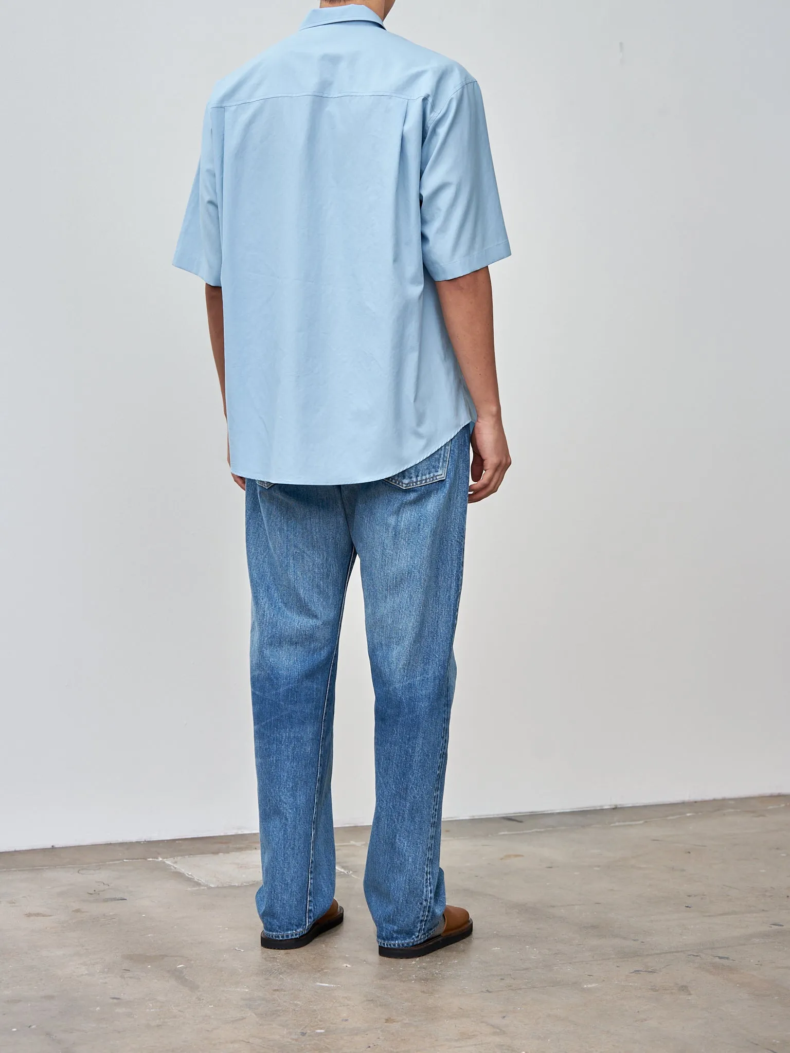 Washed Finx Twill Big Half Sleeved Shirt - Sax Blue sold by Namu Shop product image thumbnail 4