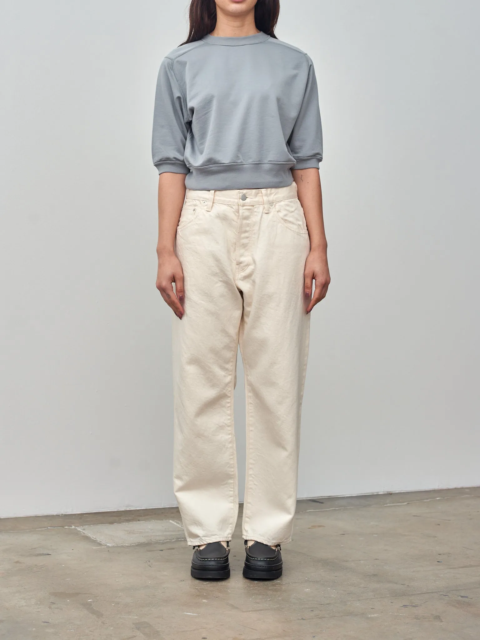 Elastic High Gauge Sweat Half Sleeve Pullover - Blue Gray sold by Namu Shop product image thumbnail 2