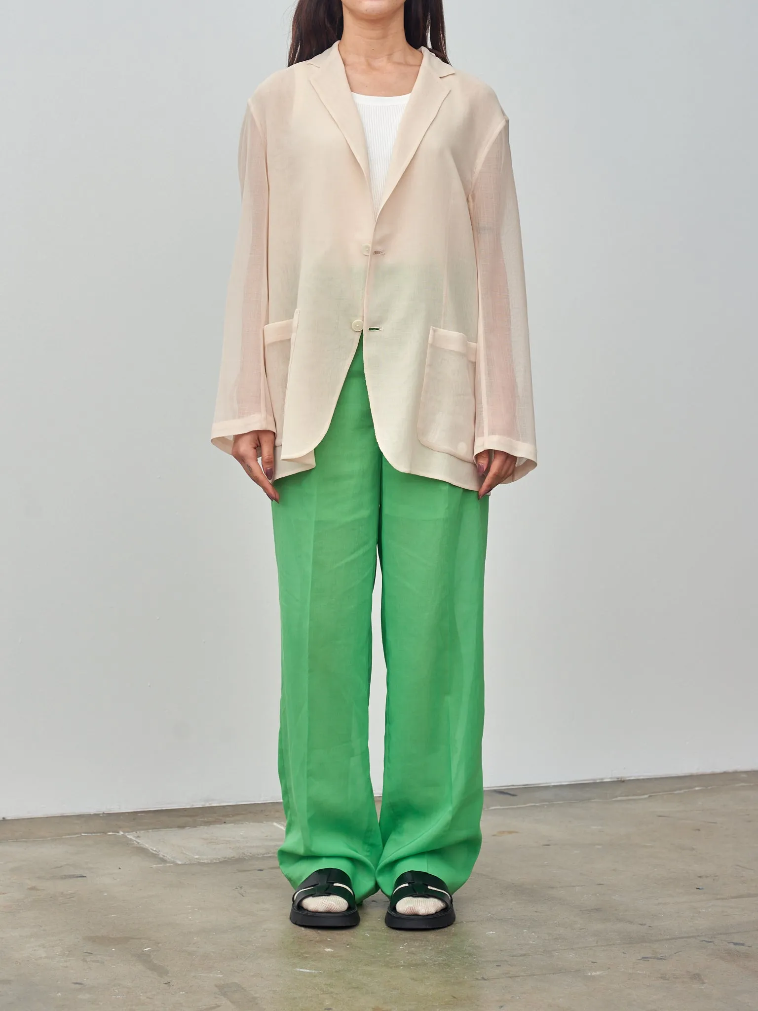 Wool Recycle Polyester Leno Sheer Jacket - Ivory sold by Namu Shop product image thumbnail 3