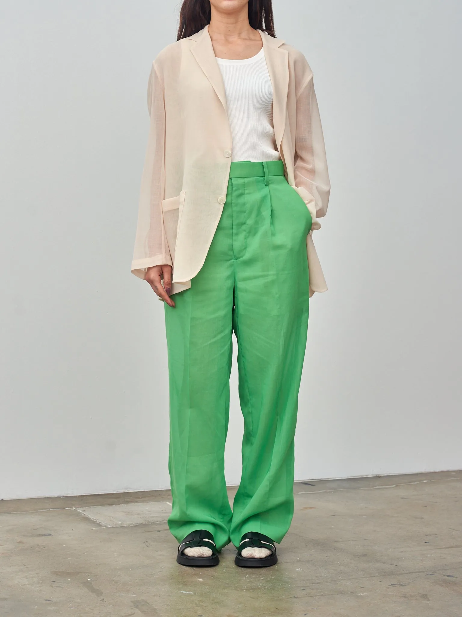 Wool Recycle Polyester Leno Sheer Jacket - Ivory sold by Namu Shop product image thumbnail 2