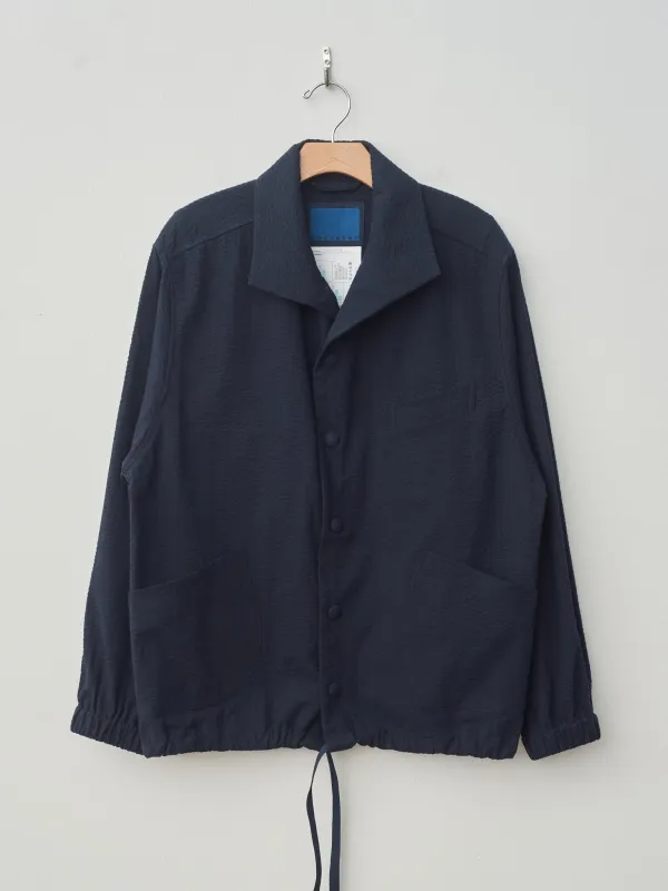 Cotton Seersucker Coach Jacket - Dark Navy made by Document
