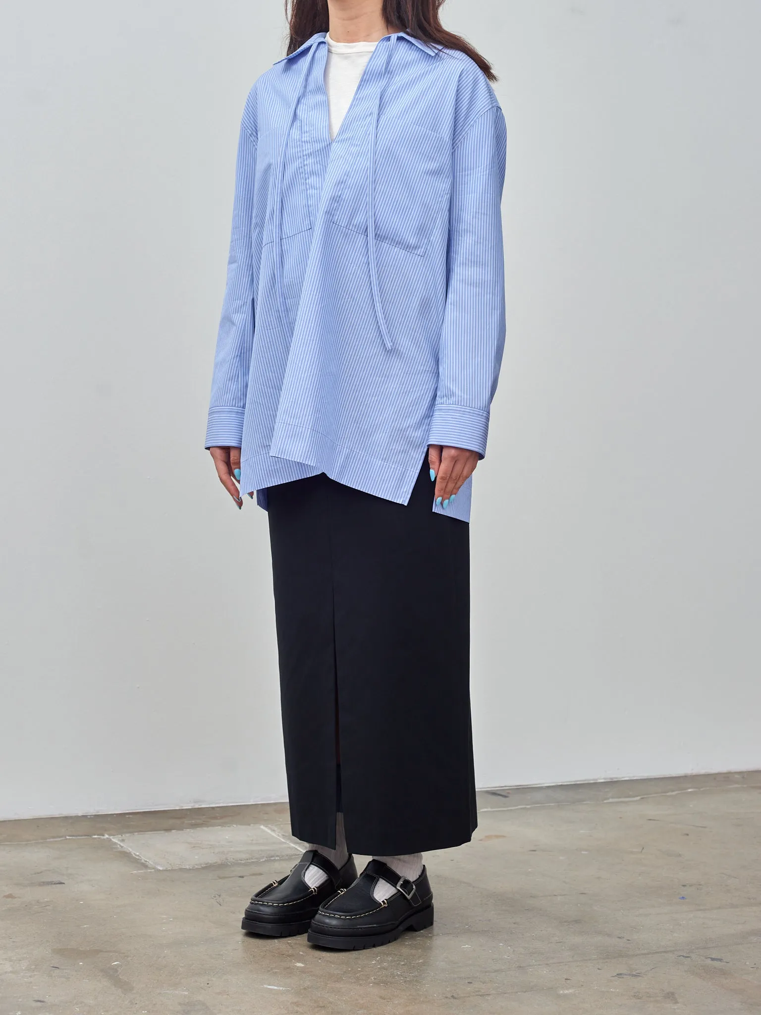 Cotton Typewriter P/O Tunic Shirt - Stripe sold by Namu Shop product image thumbnail 3