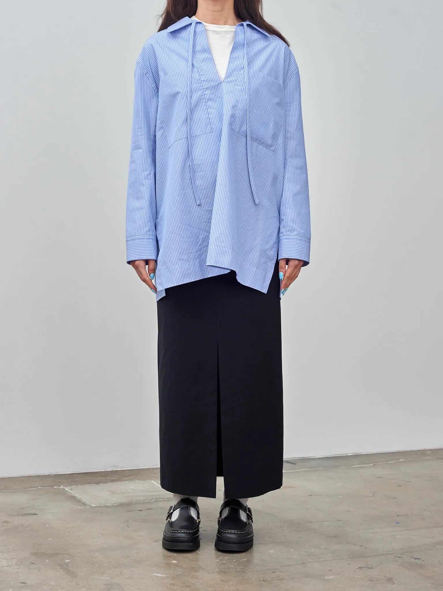 Cotton Typewriter P/O Tunic Shirt - Stripe sold by Namu Shop product image thumbnail 2