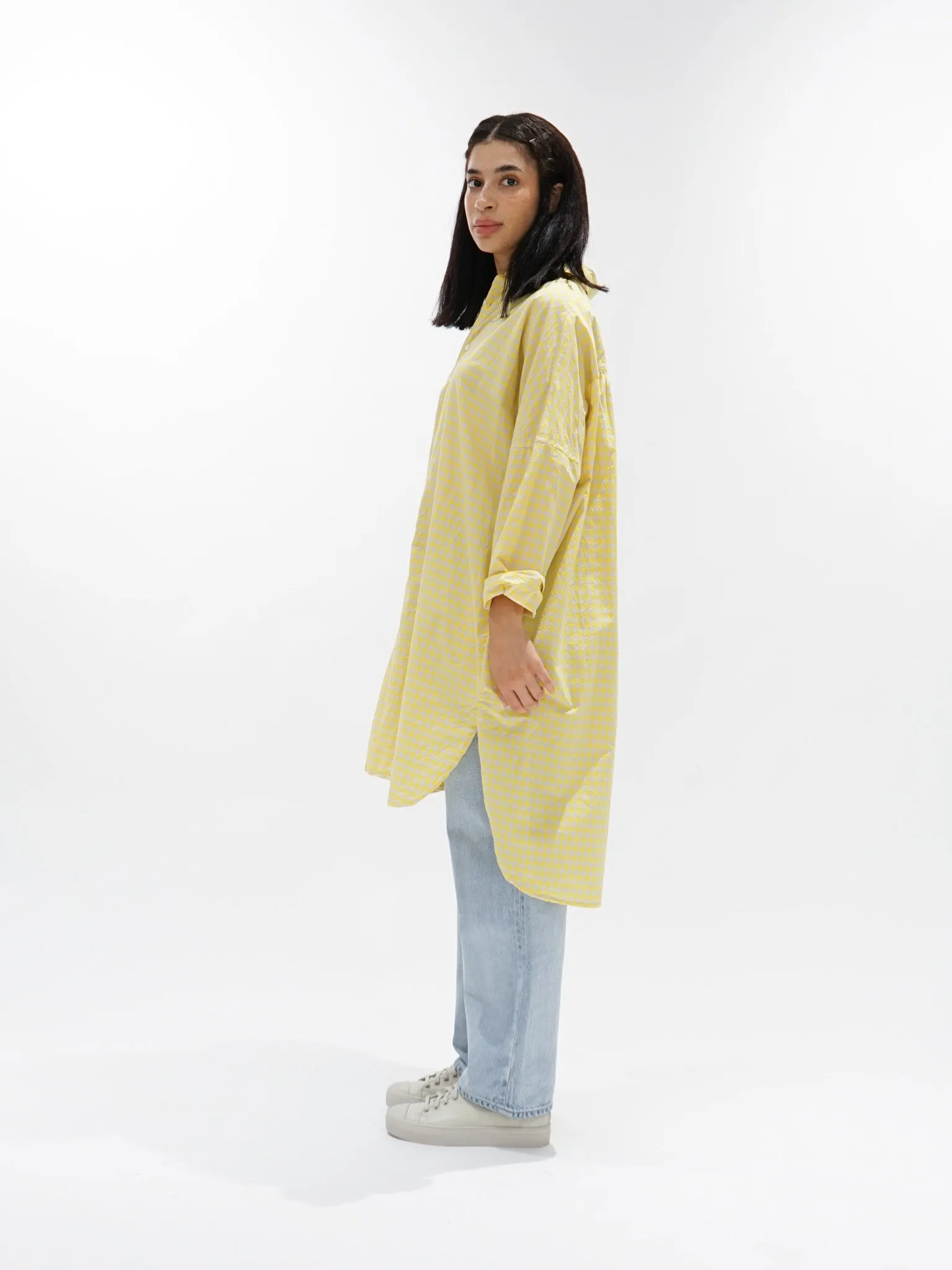 Back Gathered Dress - Yellow x Gray sold by Namu Shop product image thumbnail 3