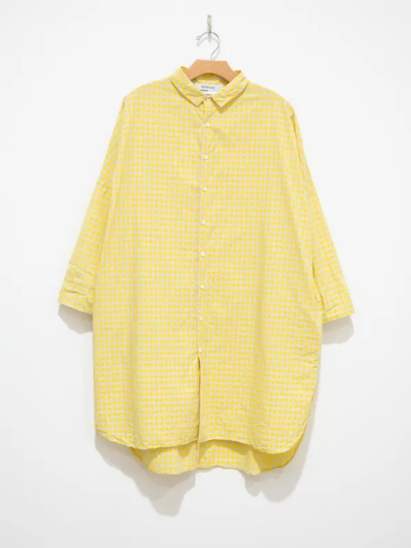 Back Gathered Dress - Yellow x Gray sold by Namu Shop