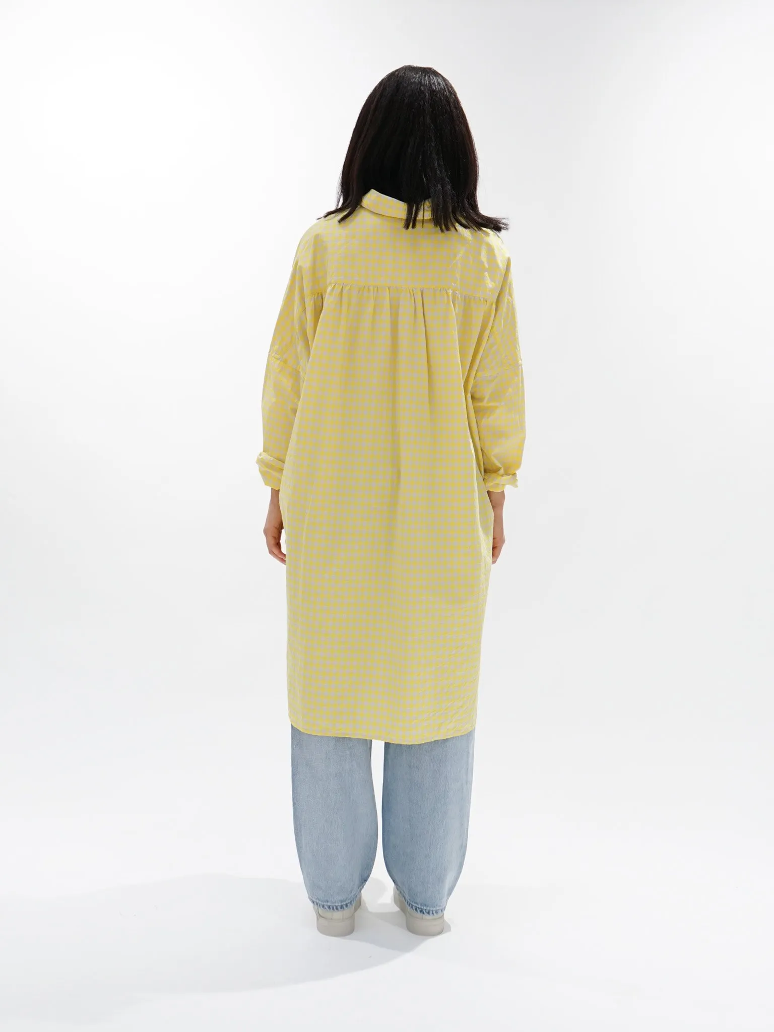 Back Gathered Dress - Yellow x Gray sold by Namu Shop product image thumbnail 4